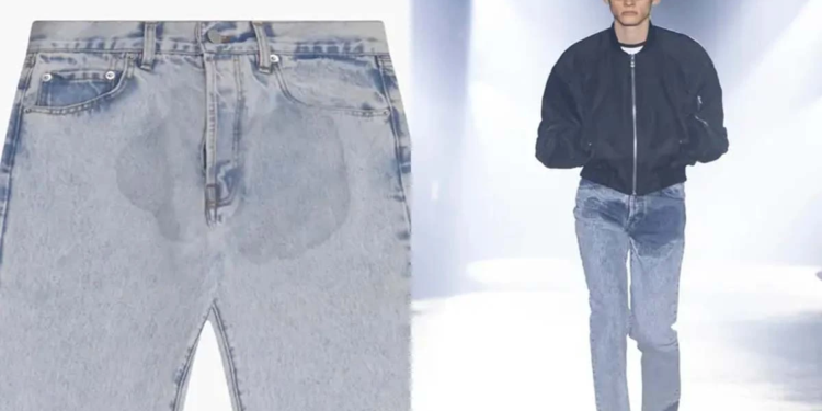 ¡Revuelo en la moda! ¿Jeans con manchas de orina, la nueva tendencia?