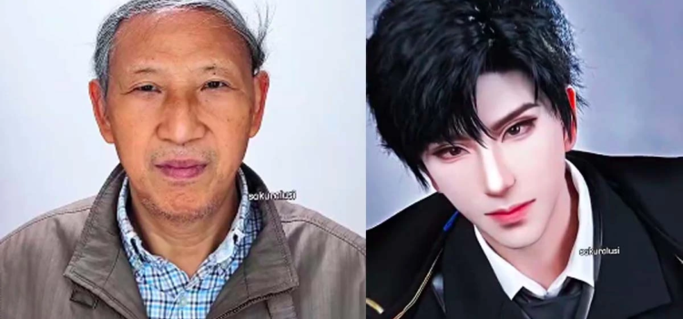 La maquilladora china que transforma a su abuelo en un joven personaje de anime