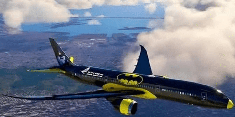Presentan avión comercial con temática de Batman Presentan avión comercial con temática de Batman