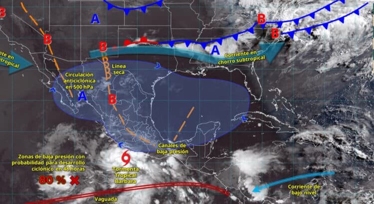 Tormenta tropical Bárbara dejará lluvias intensas en Guerrero