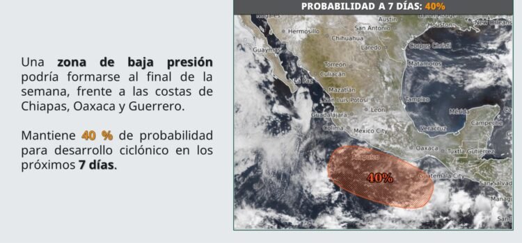 Se reporta zona de baja presión en las costas del Pacífico