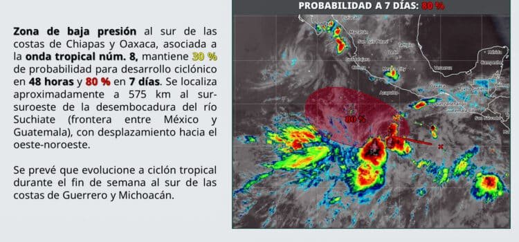 Se forma zona de baja presión al sur de las costas de Chiapas y Oaxaca Se forma zona de baja presión al sur de las costas de Chiapas y Oaxaca