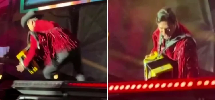 Vocalista de Los Tigres del Norte, sufre caída en pleno escenario de la Fenapo 2025