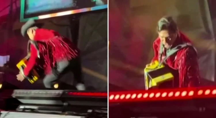 Vocalista de Los Tigres del Norte, sufre caída en pleno escenario de la Fenapo 2025